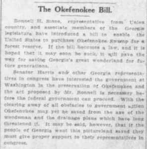 Bonnell Stone Okefenokee Bill Columbus Ledger Jun 30 1929