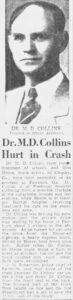 Dr Md Collins Hurt In Crash