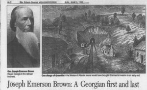Joseph Emerson Brown And Western And Atlantic Railroad Ajc Jun 3 1990