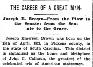 Joseph Emerson Brown Ploughboy Mention Ajc Dec 1 1894
