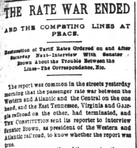 Joseph Emerson Brown Western And Atlantic Mention Ajc Nov 13 1885