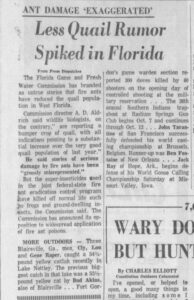 Bud Akins Less Quail Rumor Spiked In Florida Ajc Sep 23 1958