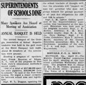 Tj Lance Superintendents Of Schools Dine Macon Telegraph Apr 18 1930
