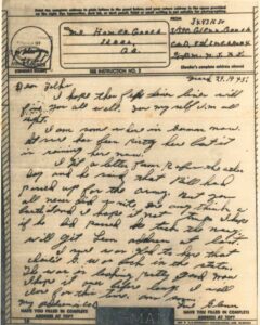Glenn Gooch WWII Letter