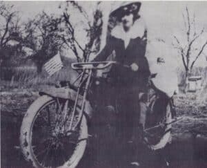 Minnie Mauney Teague With Baby Hazel On Ed Mauneys Excelsior Bike 1918 Don Byers Photo Cred