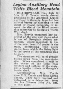 WalasiYi Legion Auxiliary Head Visits Blood Mountain AJC Jul 9 1930