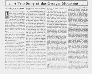 A Sure Story Of The Georgia Mountains Carl J Wellborn Ajc Nov 22 1925