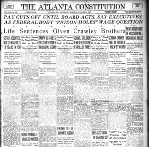 Crawley Family Life Sentences Given Crawley Brothers Ajc Oct 26 1921