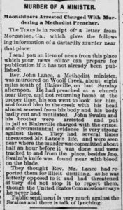 John Lance Murder Murde Of A Minister Chattanooga Daily Times Feb 23 1890 1