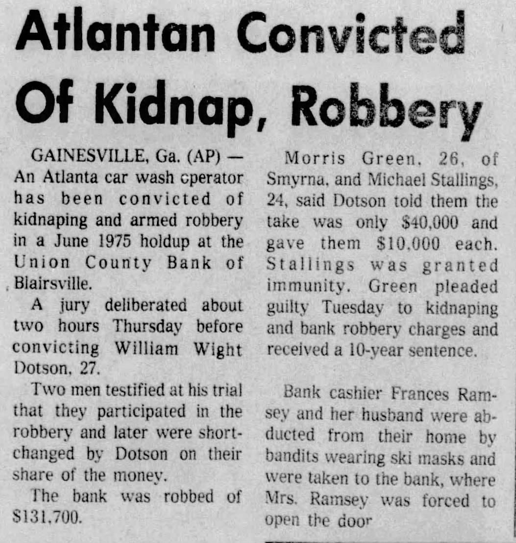 Atlantan Convicted Of Kidnap Robbery Jun 25 1976 Columbus Ledger