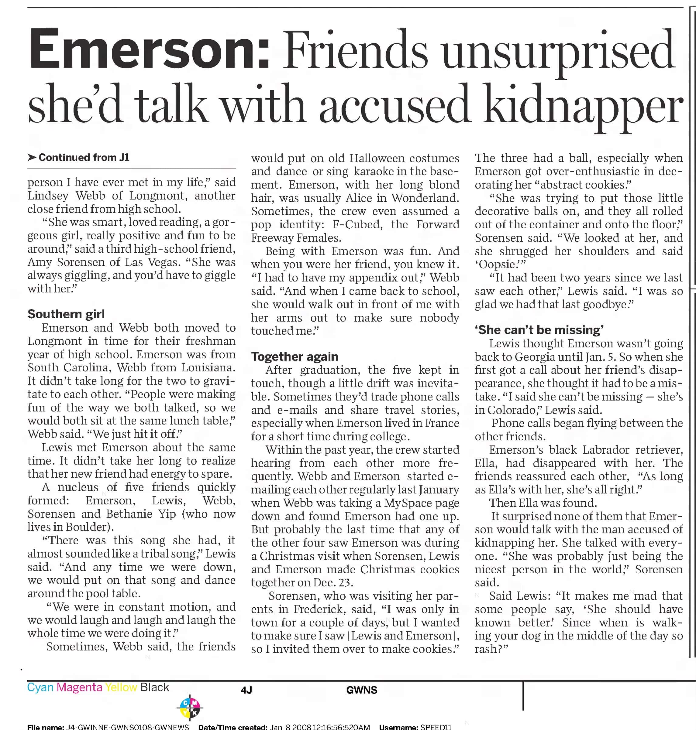 Blairsville Crime Meredith Emerson Friends Recall Time With Hiker AJC Jan 8 2008 (3)
