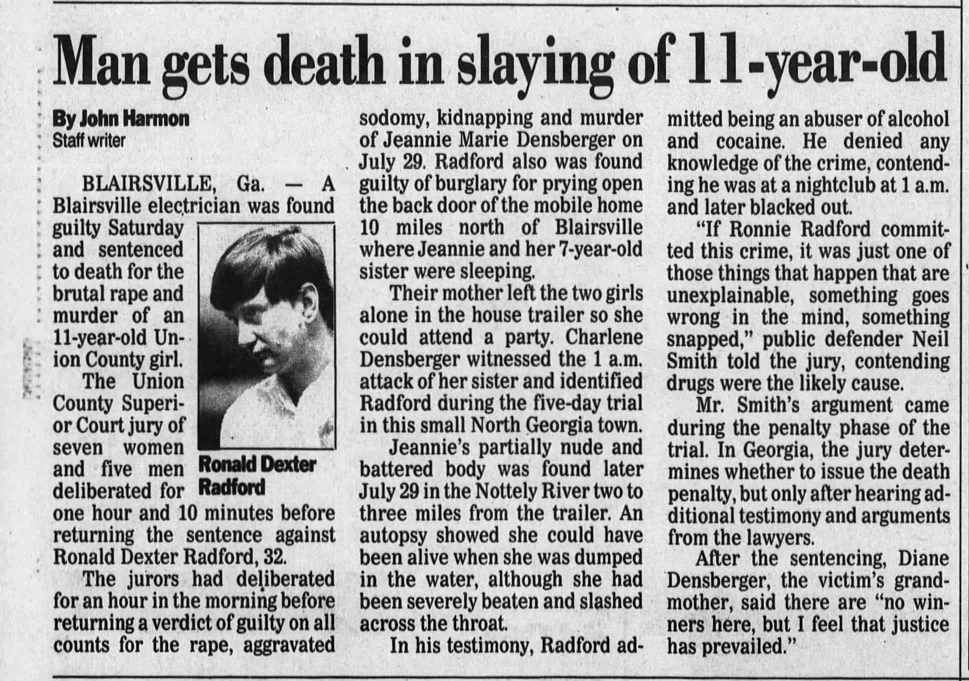 Man Gets Death In Slaying Of 11 Year Old AJC May 6 1990