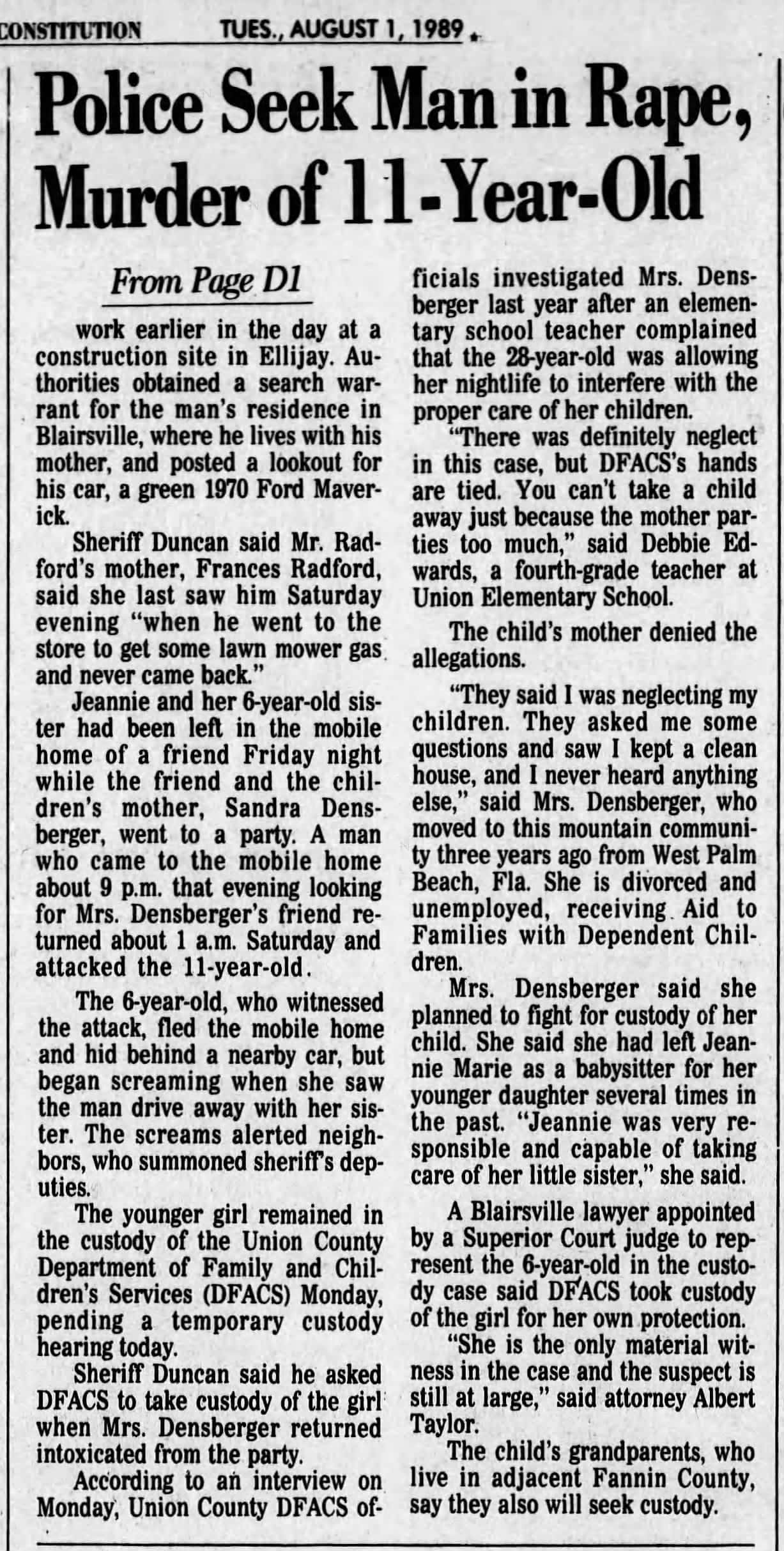 Ronald Radford Police Seek Electrician In Slaying Part 2 AJC Aug 1 1989 (1)