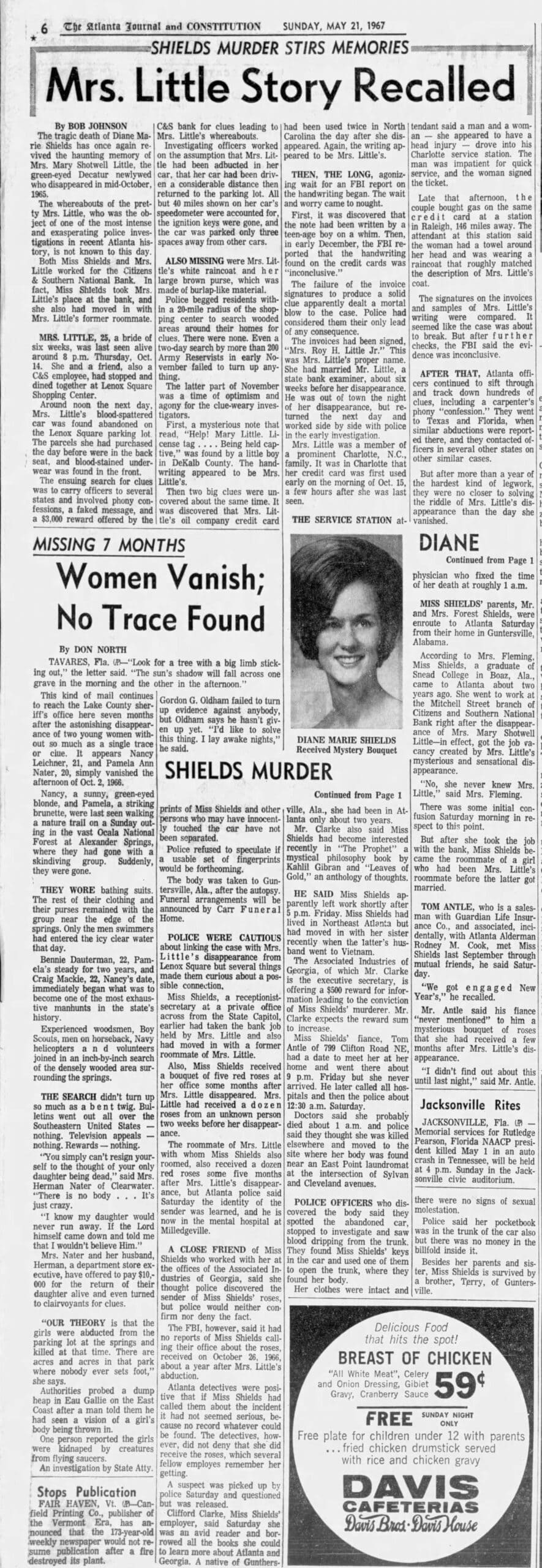 Diane Shields Mary Shotwell Little Story Part 2 AJC May 21 1967