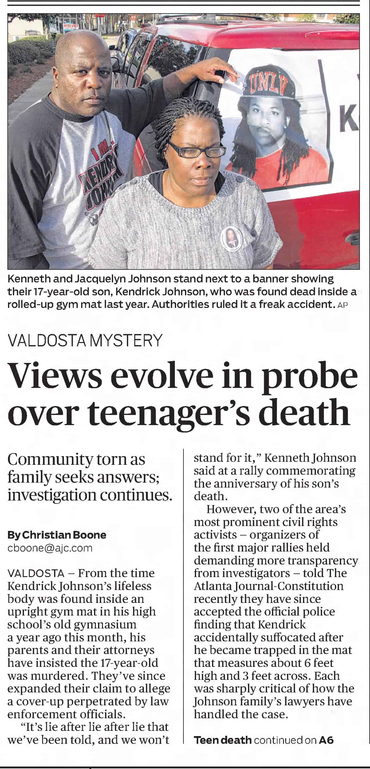 Kendrick Johnson Views Evolve In Probe Over Teenagers Death Part 1 AJC Jan 21 2014