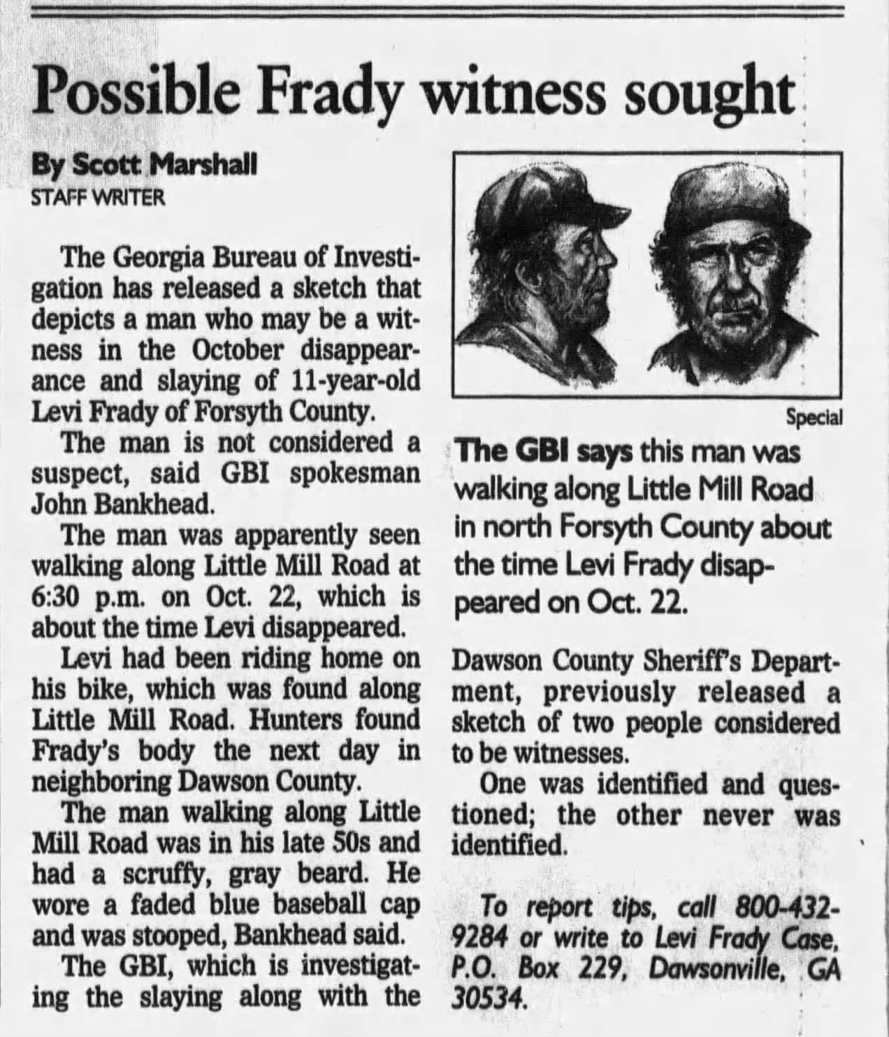 Levi Frady Possible Frady Witness Sought AJC Jan 9 1998