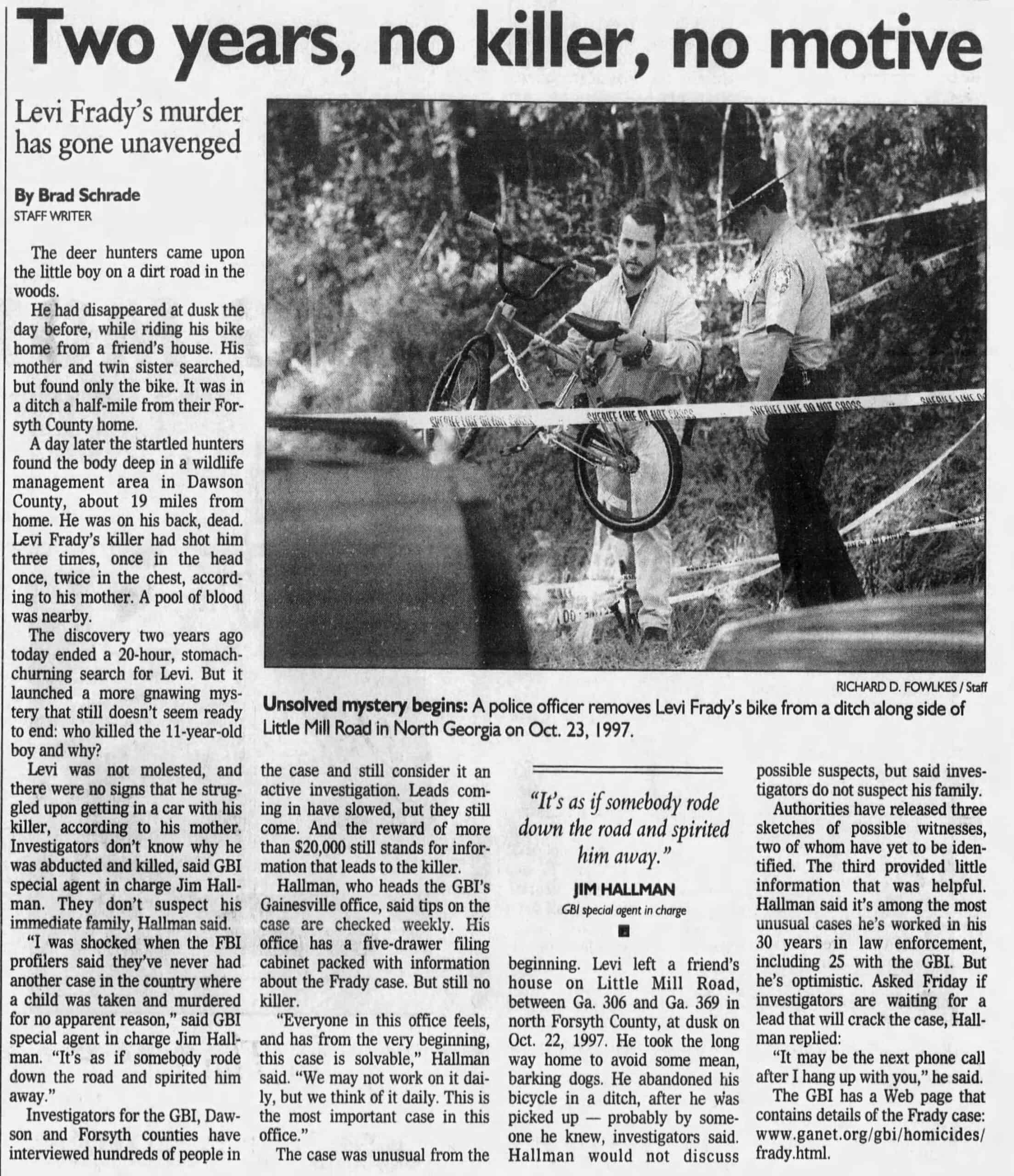 Levi Frady Two Years Later No Killer No Motive AJC Oct 23 1999