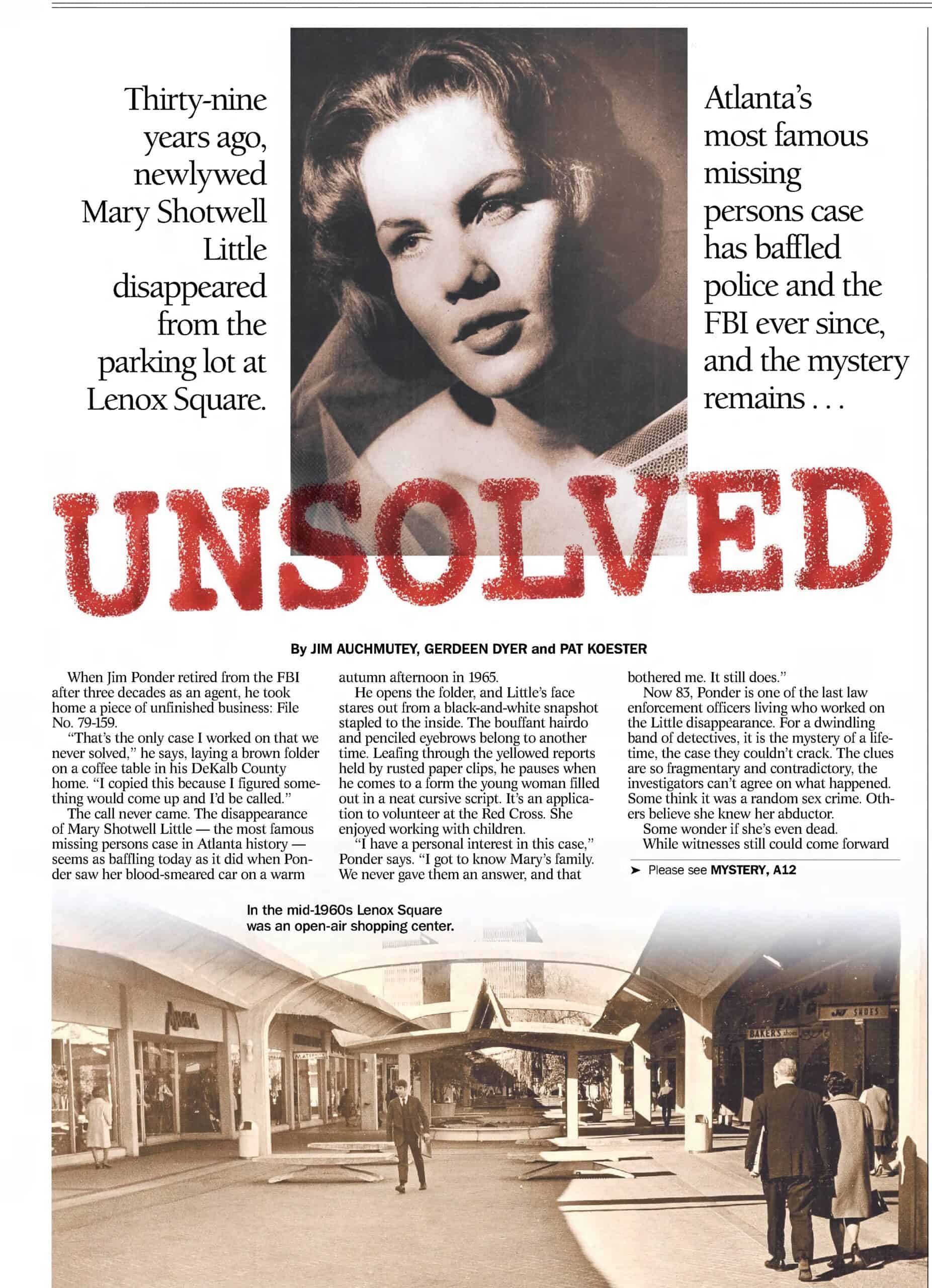 Mary Shotwell Little Unsolved Part 1 AJC Mar 21 2004