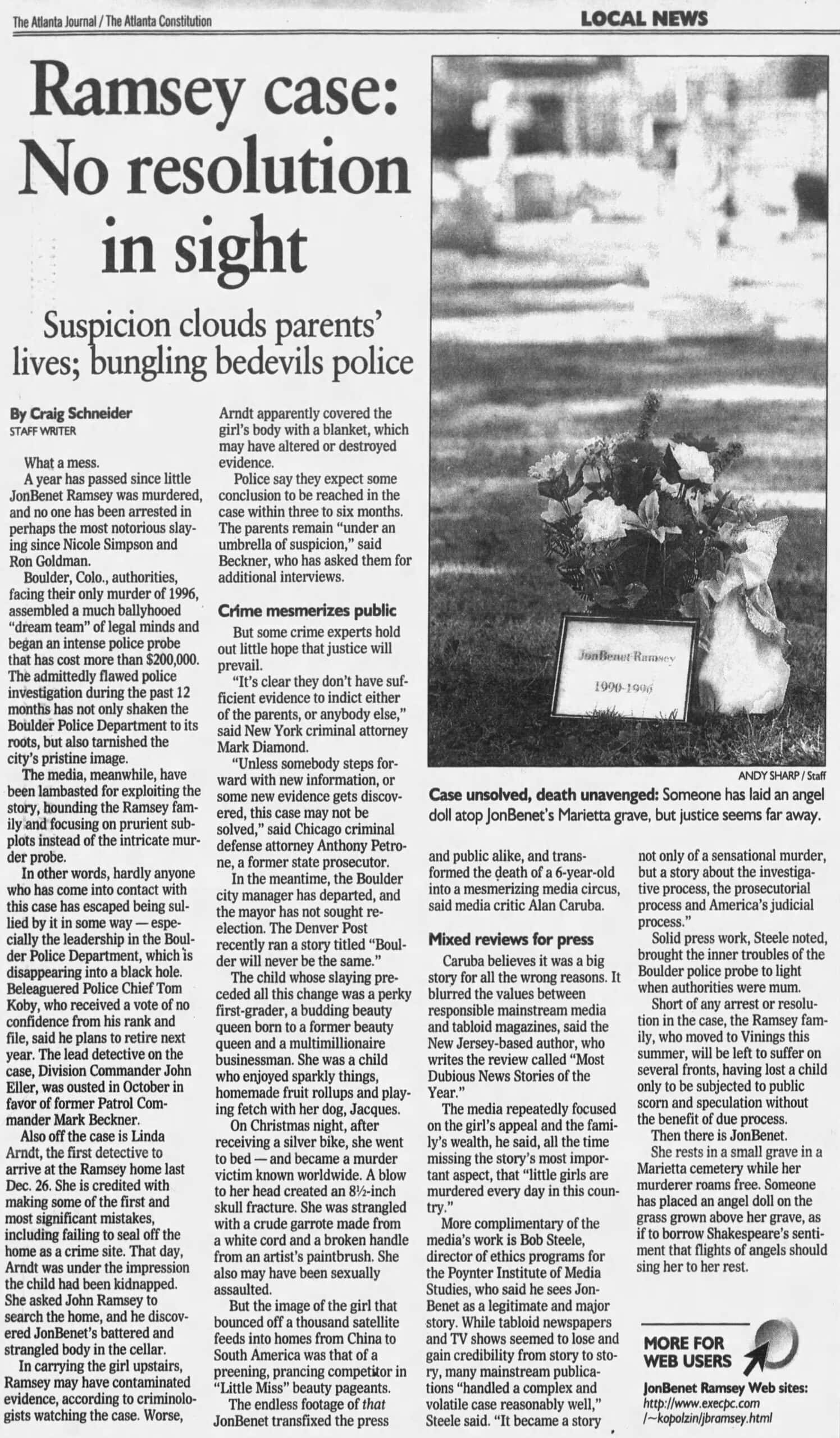 Ramsey Case No Resolution In Sight AJC Dec 21 1997