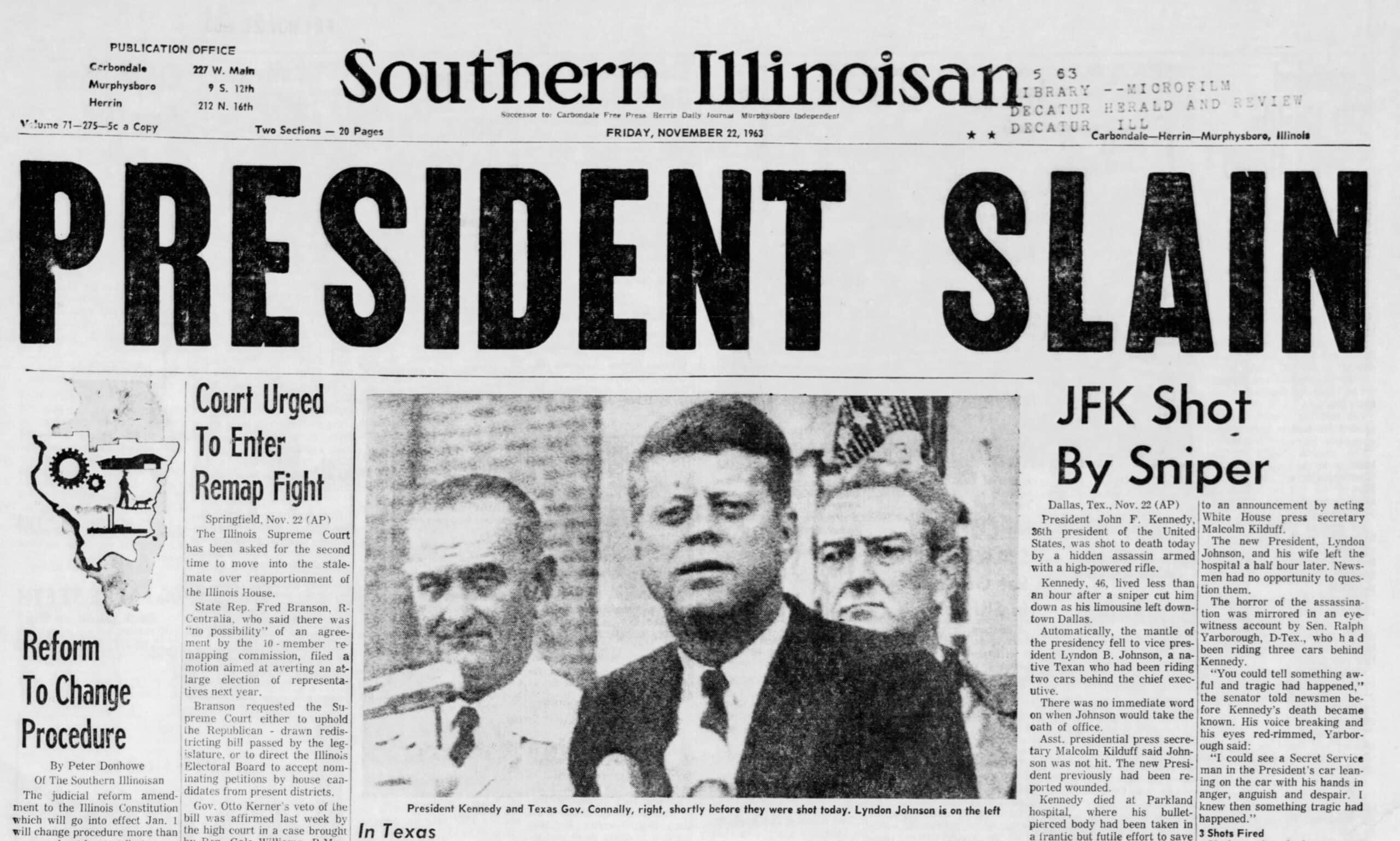 Southern Illinoisan 1963 11 22 Page 1