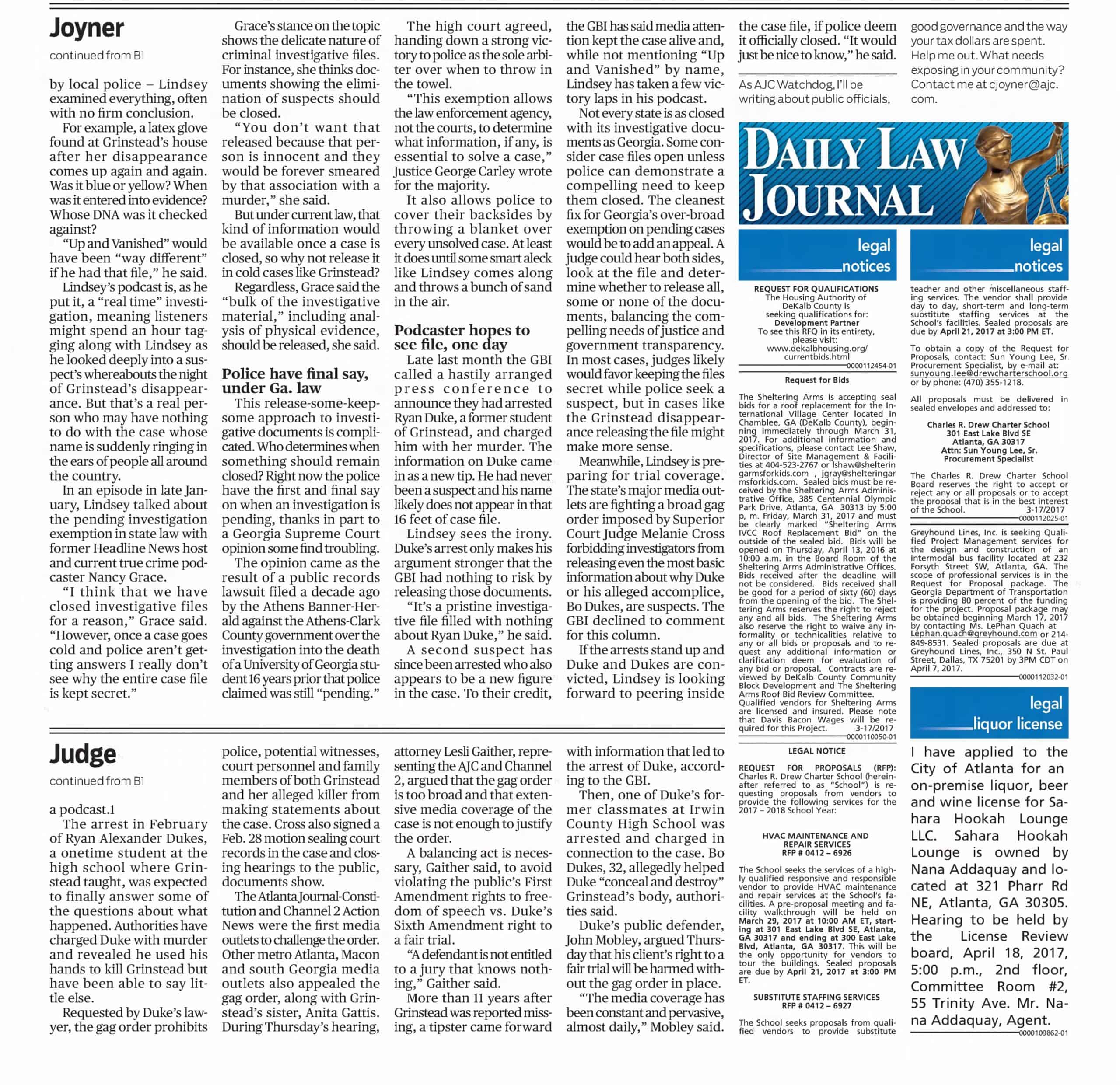 Tara Grinstead GA Secrecy Hampers Murder Mystery Part 2 AJC Mar 17 2017