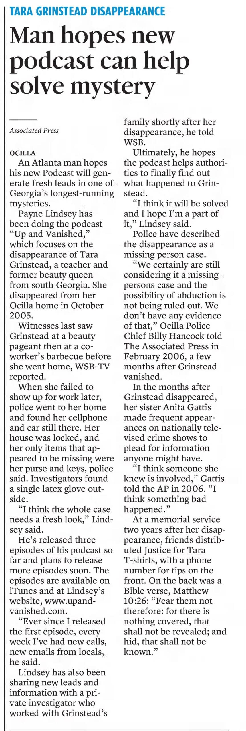 Tara Grinstead Man Hopes New Podcast Can Help Solve Mystery Macon Telegraph Sep 19 2016