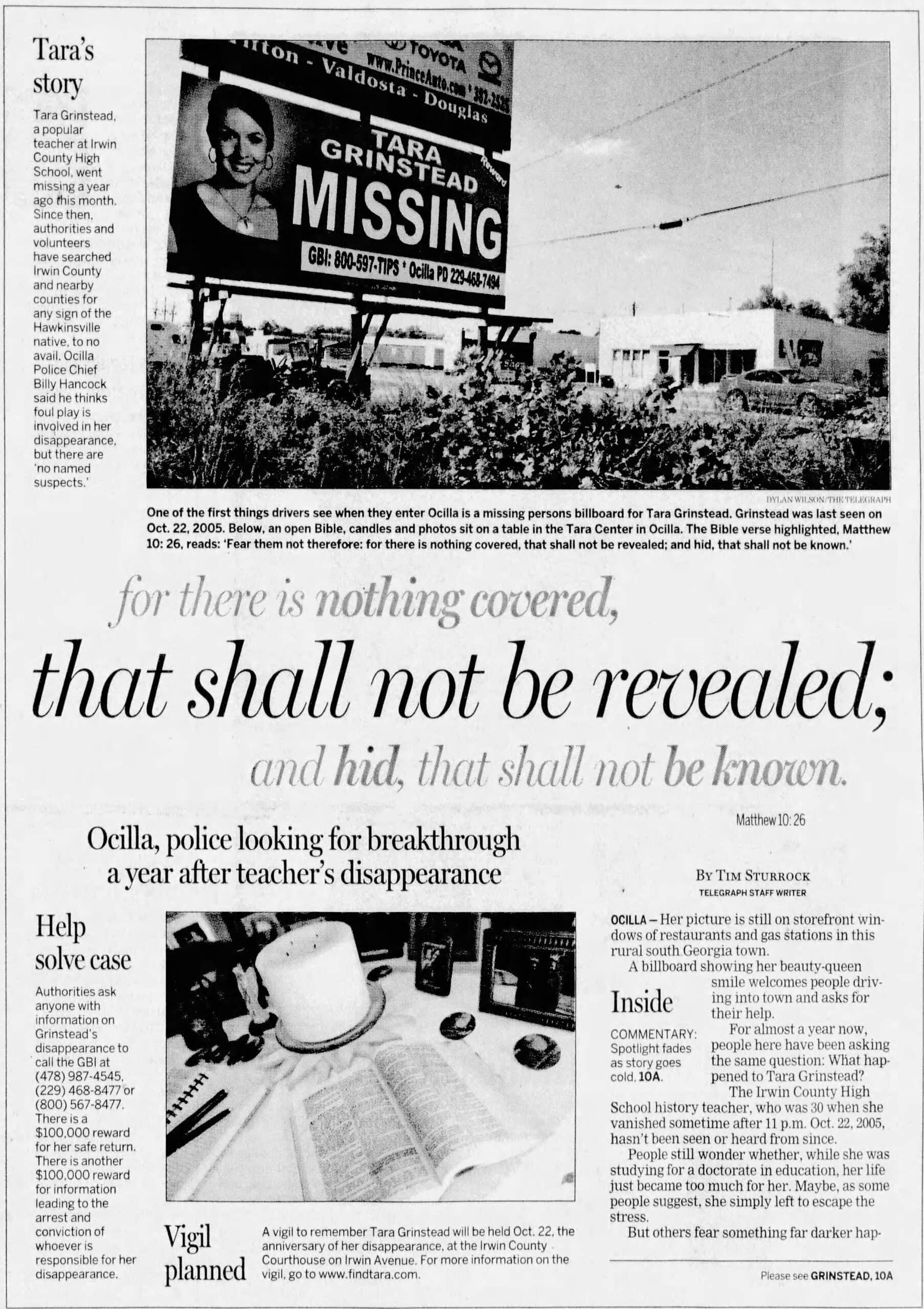 Tara Grinstead Taras Story Part 1 Macon Telegraph Oct 15 2006