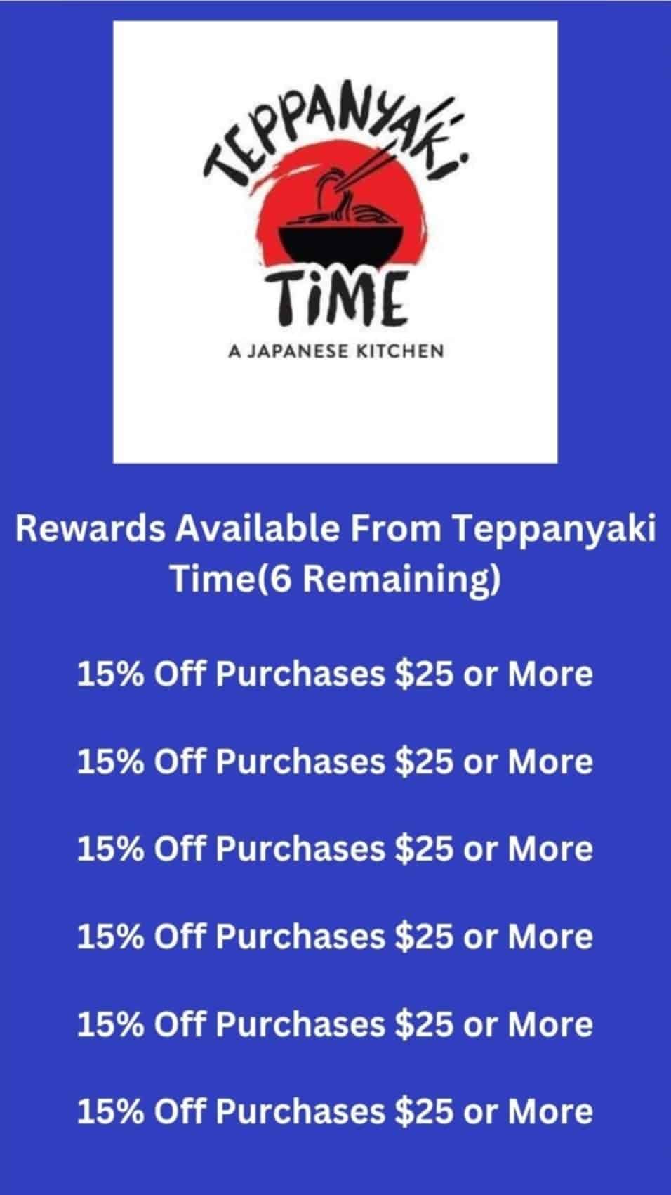 Teppanyaki Time Rewards Left Quarter 4.
